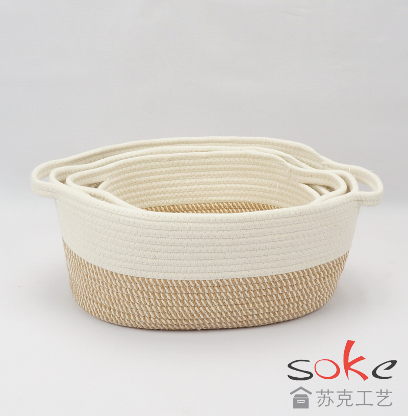 Cotton Rope Baskets for Storage, Pantry Bedroom, Bathroom ,Living Room, Set of 3