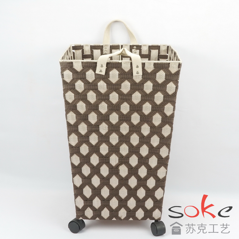 Nylon Strap Woven hamper with wheels