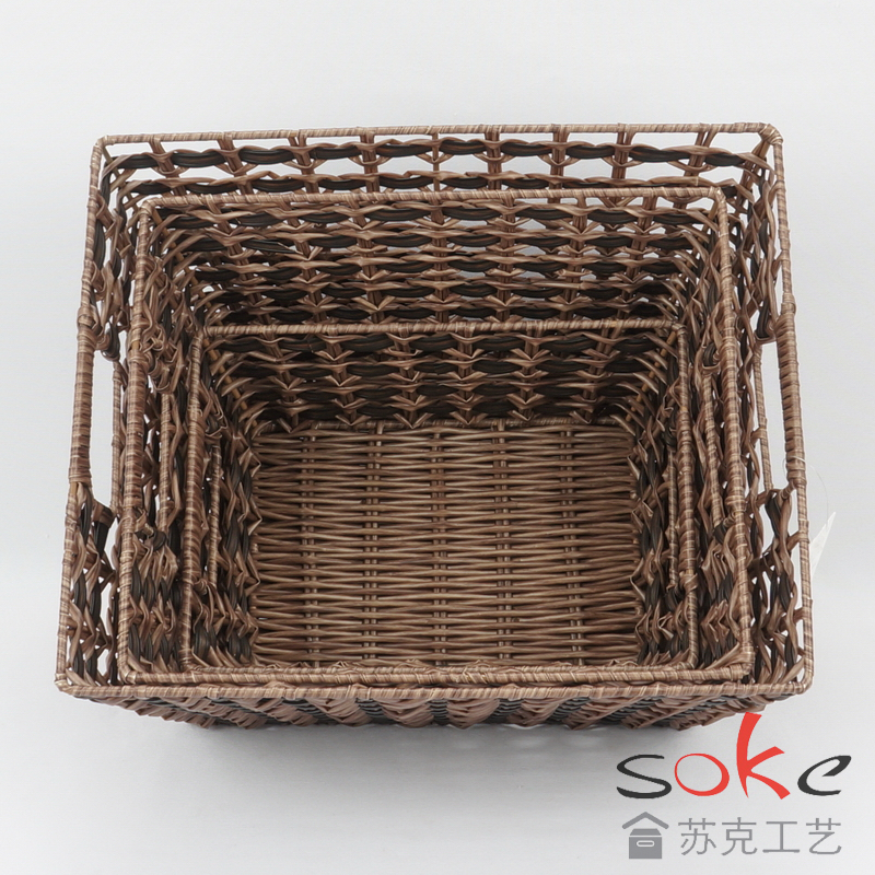 PE Pipe Woven Storage Basket set of 3