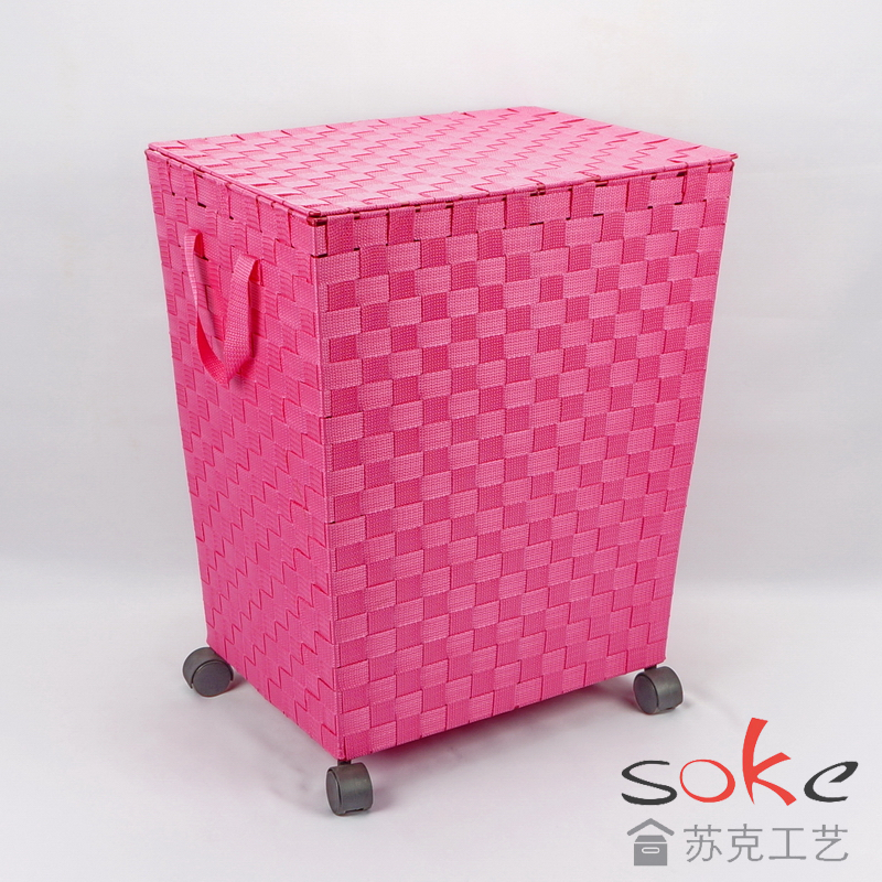 Nylon Strap Woven hamper with wheels