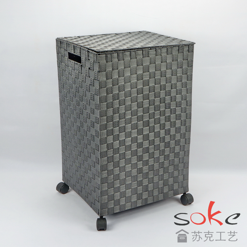 Nylon Strap Woven hamper with wheels