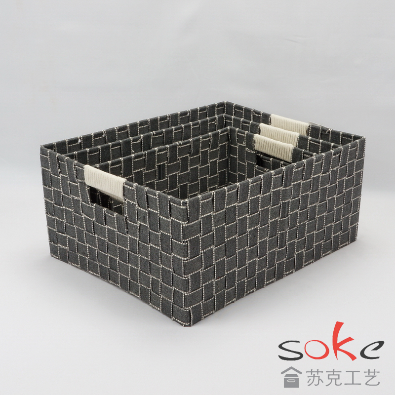 cotton strap woven storage basket 