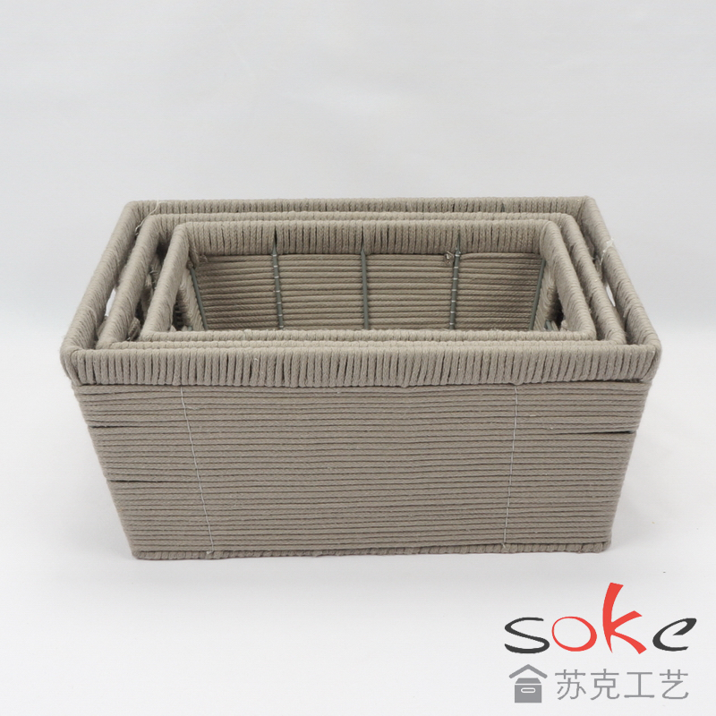 Cotton Rope Hand-Woven Basket