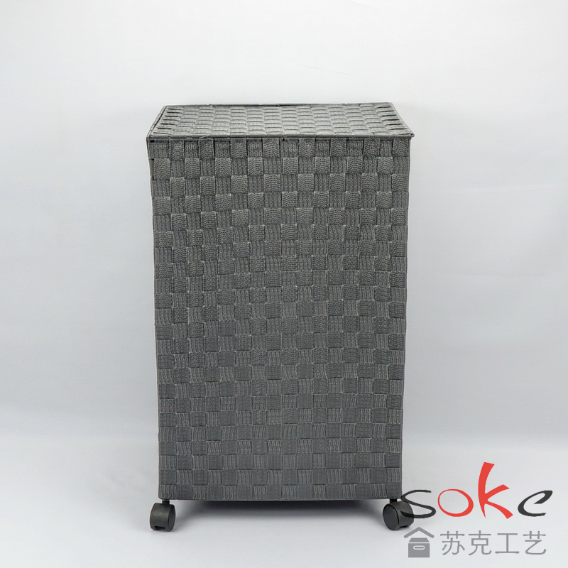 Nylon Strap Woven hamper with wheels