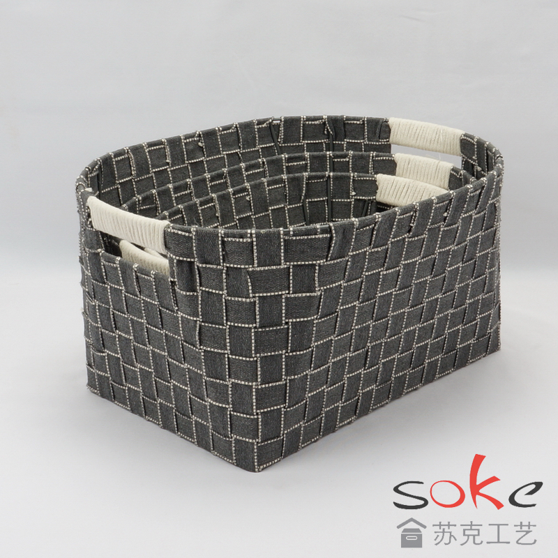 cotton strap woven storage basket 
