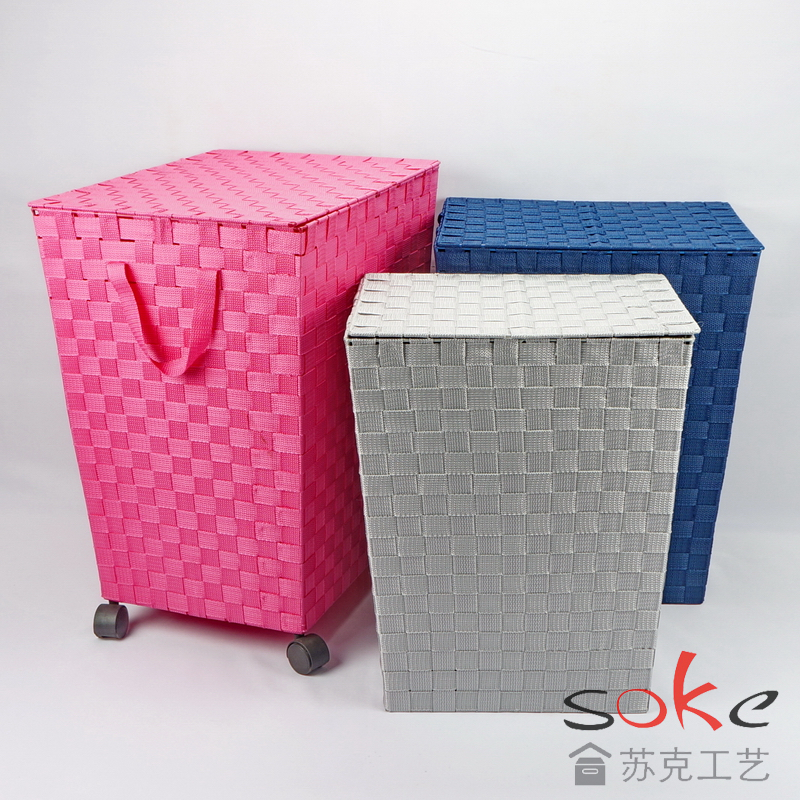 Nylon Strap Woven hamper with wheels