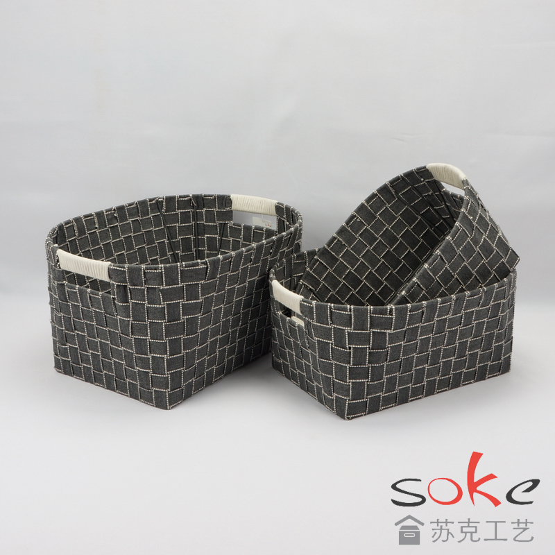 cotton strap woven storage basket 