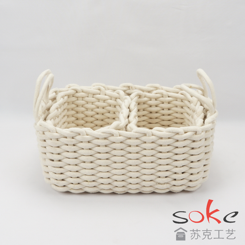 Cotton Rope Handmade Woven Baskets for Storage, Baskets for Organizing, Pantry Bedroom, Bathroom ,Living Room, Set of 3