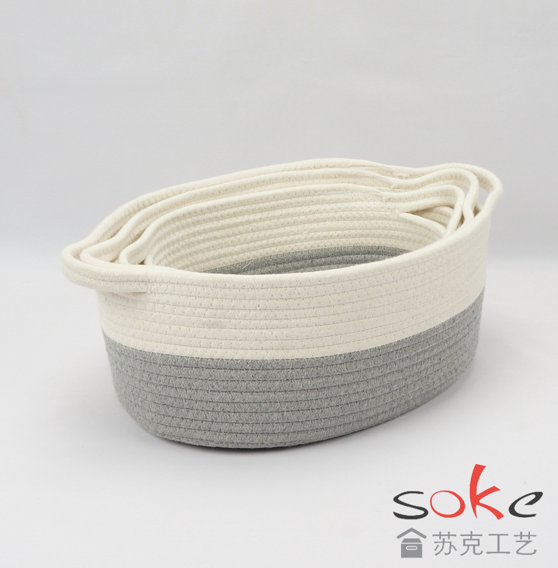 Cotton Rope Baskets for Storage, Pantry Bedroom, Bathroom ,Living Room, Set of 3
