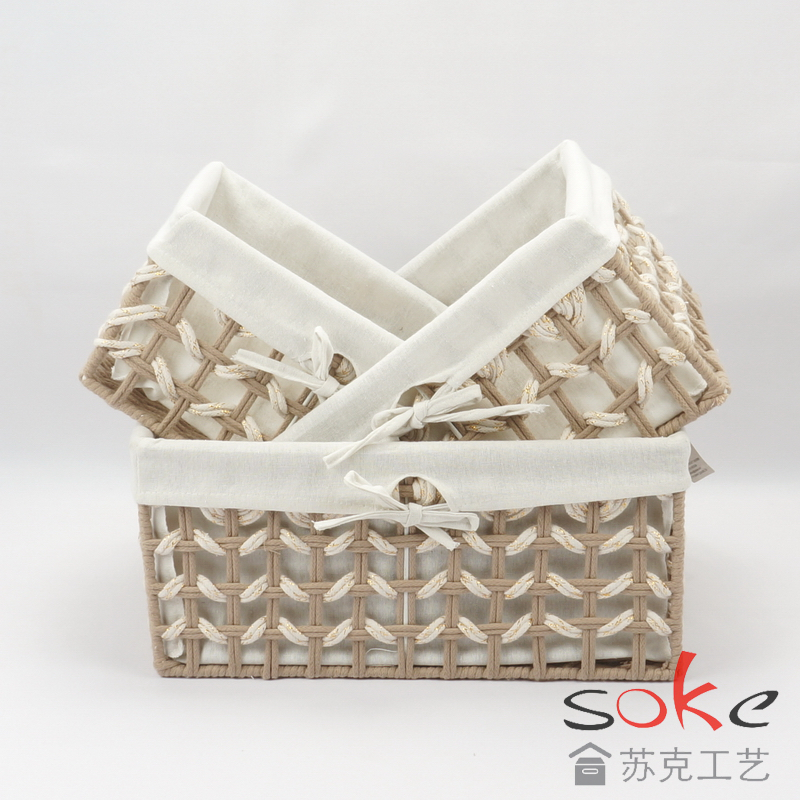 Cotton Rope Hand- Woven Basket with liner