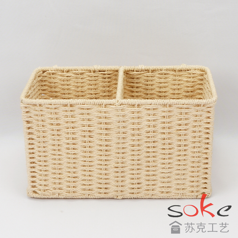Paper String Hand-made Storage Basket with Lid