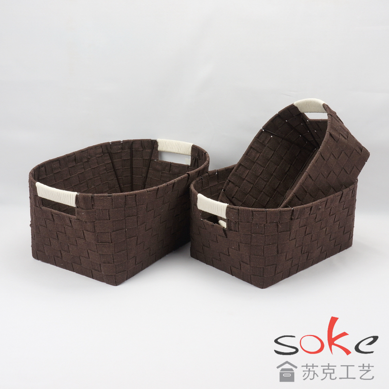cotton strap woven storage basket 