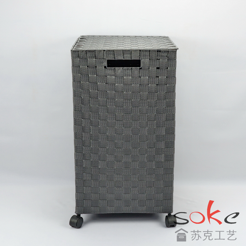 Nylon Strap Woven hamper with wheels