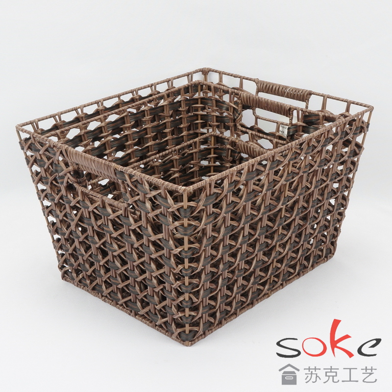 PE Pipe Woven Storage Basket set of 3