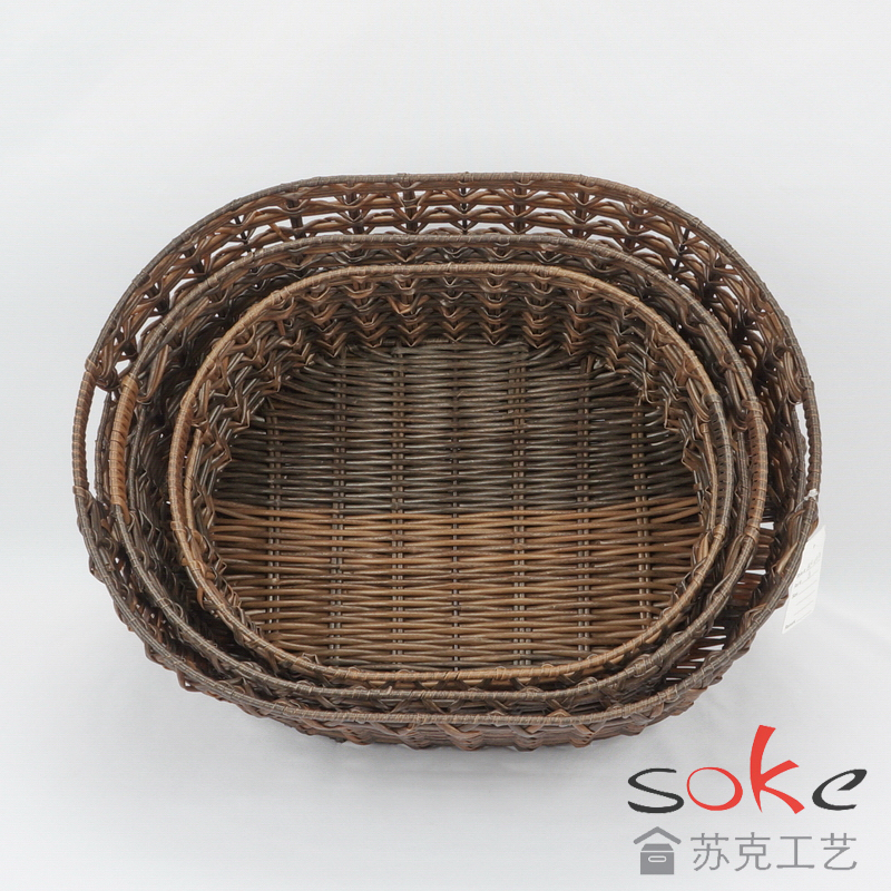 PE Pipe Woven Storage Basket set of 3