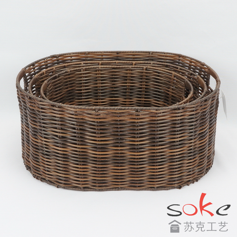 PE Pipe Woven Storage Basket set of 3