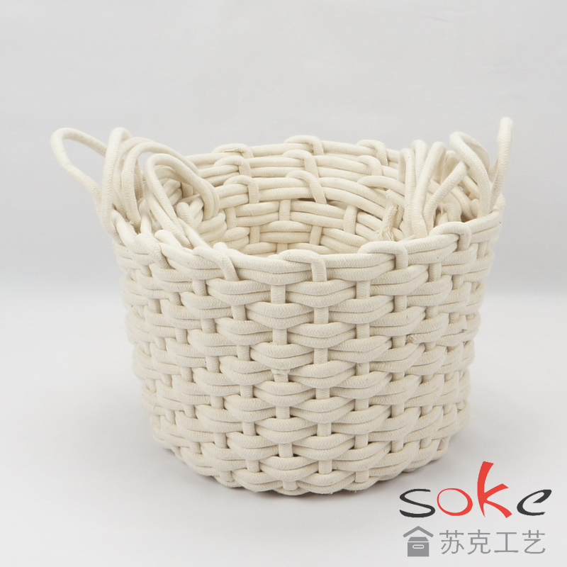 Cotton Rope Handmade Woven Baskets for Storage, Pantry Bedroom, Bathroom ,Living Room, Set of 3