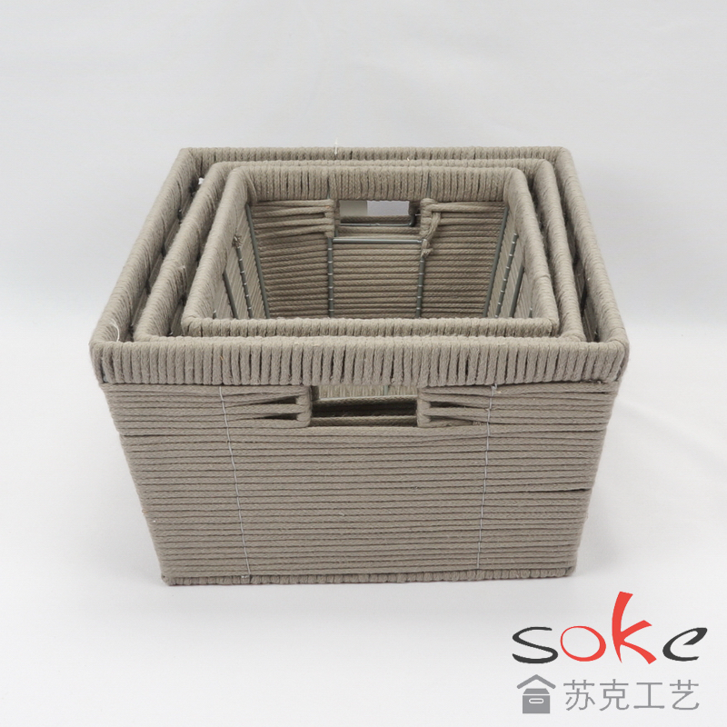 Cotton Rope Hand-Woven Basket