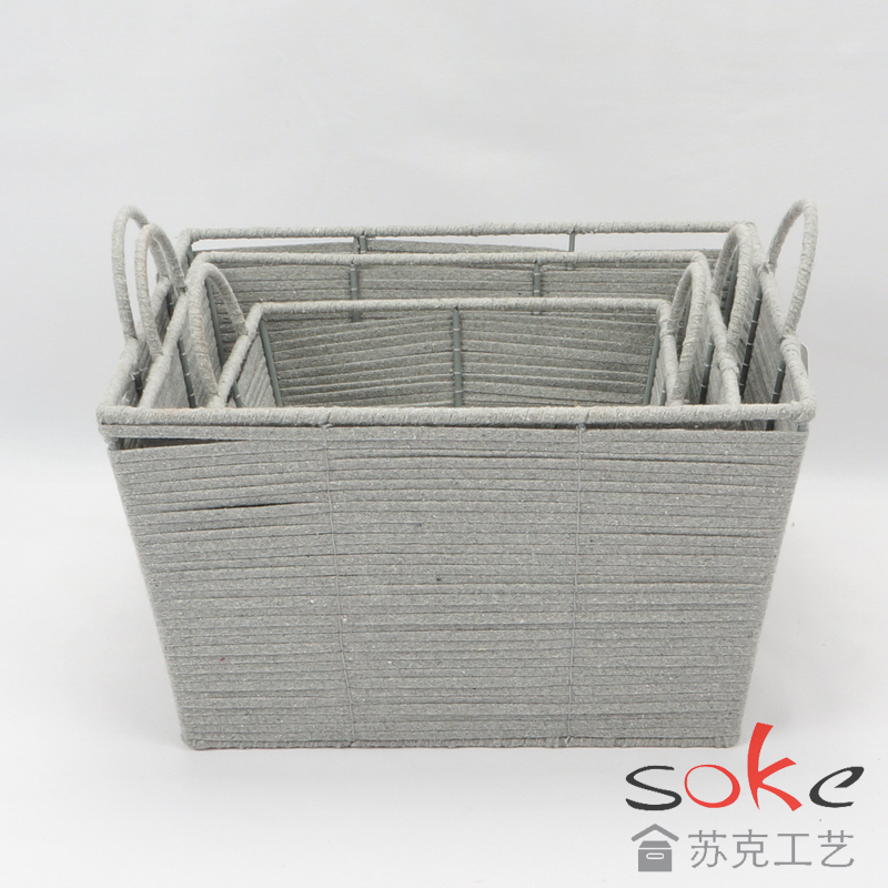 Cotton Rope Hand-Woven Basket