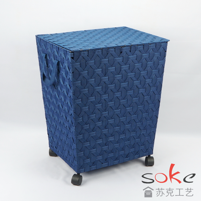Nylon Strap Woven hamper with wheels