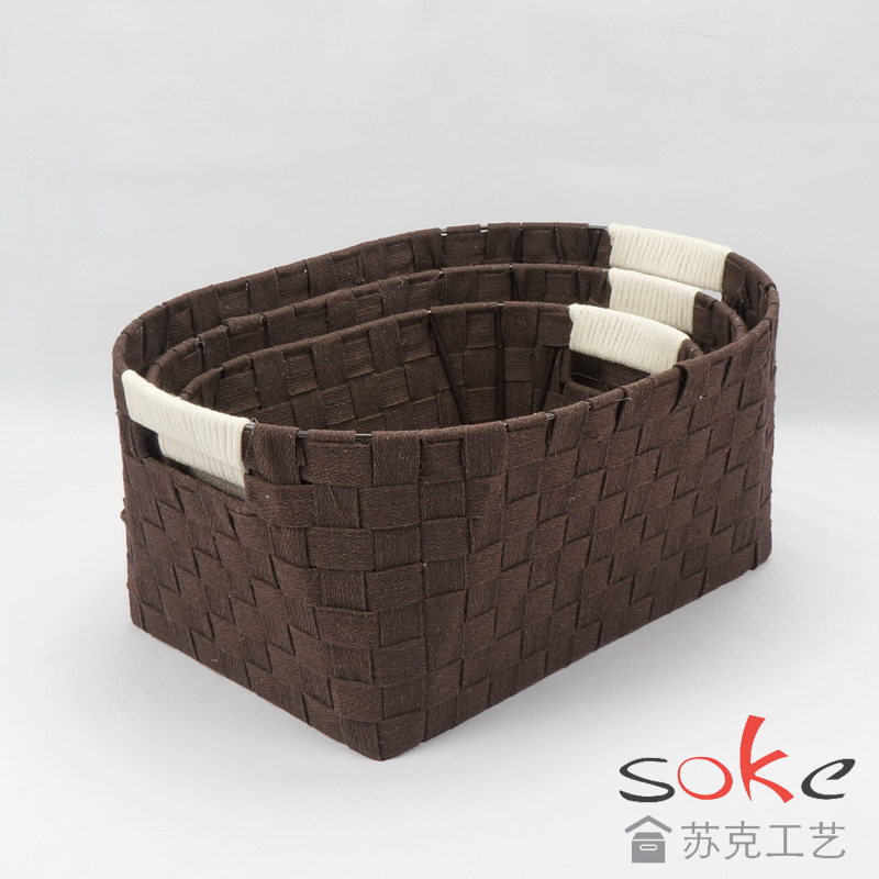 cotton strap woven storage basket 