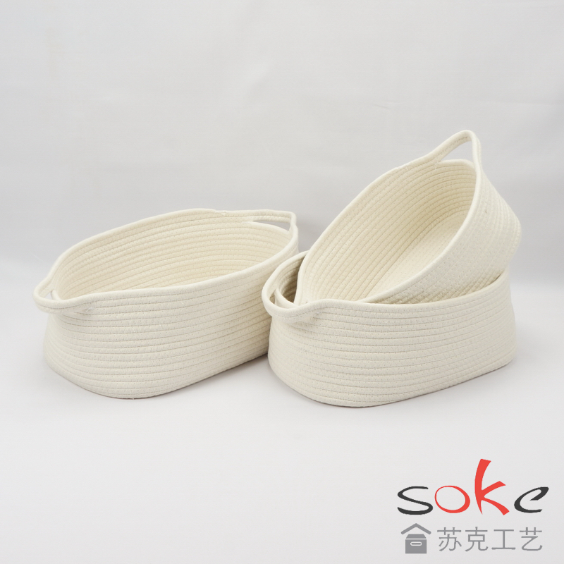 Cotton Rope Baskets for Storage, Pantry Bedroom, Bathroom ,Living Room, Set of 3
