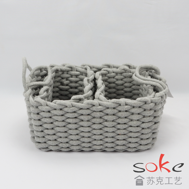 Cotton Rope Handmade Woven Baskets for Storage, Baskets for Organizing, Pantry Bedroom, Bathroom ,Living Room, Set of 3