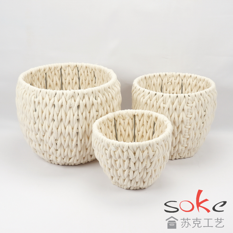 Cotton Rope Hand-Woven Basket
