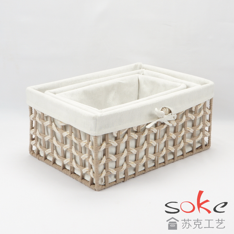 Cotton Rope Hand- Woven Basket with liner
