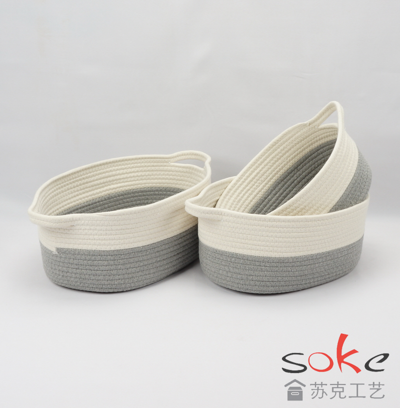 Cotton Rope Baskets for Storage, Pantry Bedroom, Bathroom ,Living Room, Set of 3