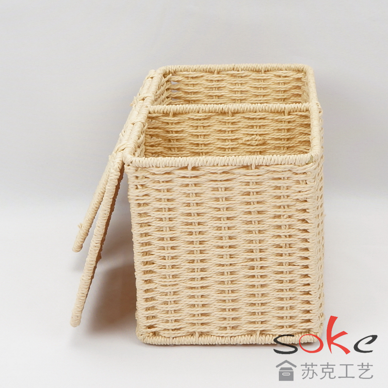 Paper String Hand-made Storage Basket with Lid