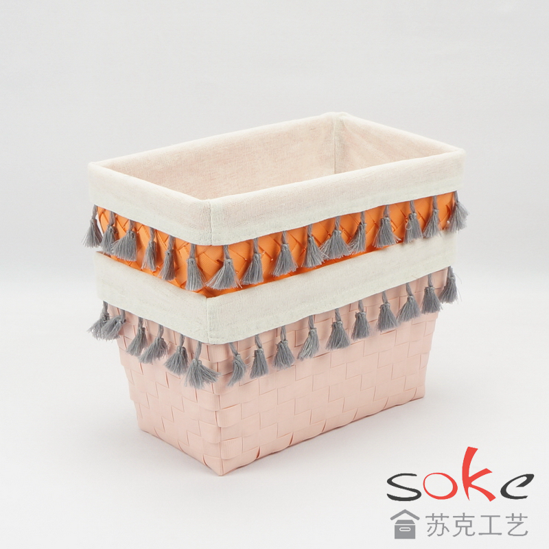 PP Woven Strap Storage basket with Metal Frame
